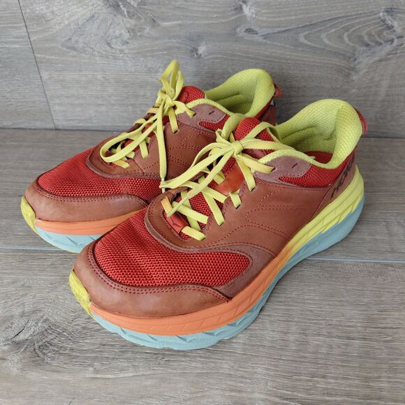 Hoka One One Bondi L Running Shoes Men Size 9.5 Red Yellow Auburn Chili Sneakers main image 7